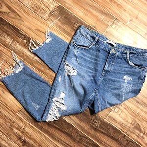 Zara Sz 10 blue distressed scrambled hem